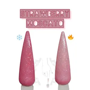 Strawberry Moscato | Pink Thermal Color Change Nail Dip Powder, heat activated dip powder, Pink Pearl Nail Color