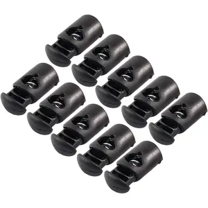 10 count Plastic Spring Stop Toggle Cord Locks End Black