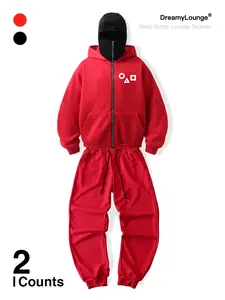 Unisex Squid Game Print Hoodie Set, Casual Sport Pants Two-Piece, Daily Wear, Holiday Outdoor, Home Clothing, Fall & Winter Men's Apparel