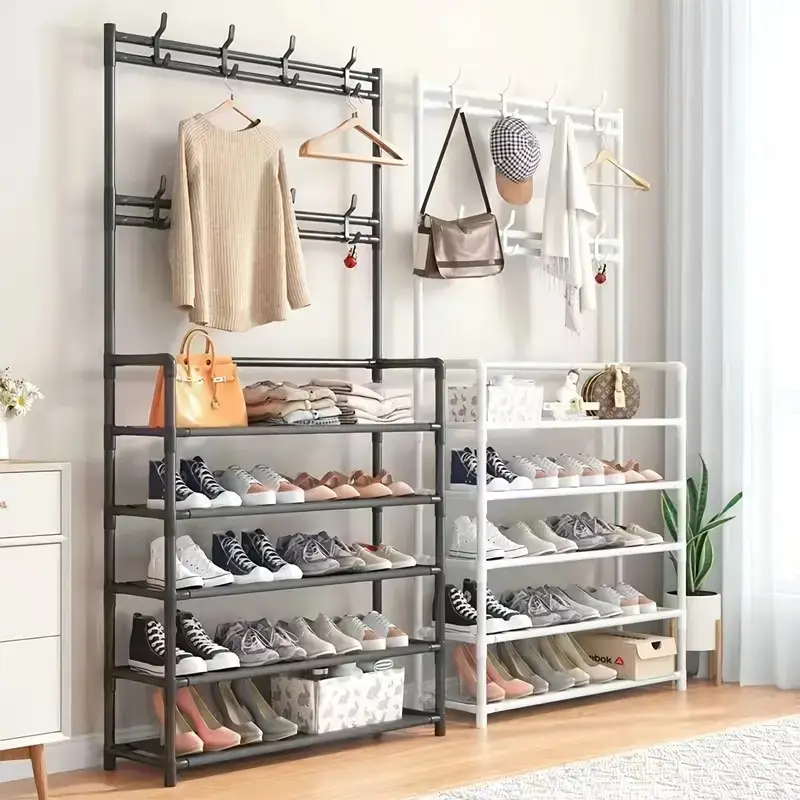 5 tier steel rack coat and hat rack, multi-functional iron coat and hat rack, 3 in 1 metal storage rack, fashionable design,  strong and stable materi