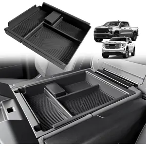 Center Console Organizer Compatible with 2020-2025 2026 Chevy Silverado/GMC Sierra 1500 2500HD 3500HD Accessories Storage Insert Box Console Armrest Divider(Jump Seat ONLY) - Upper Organizer