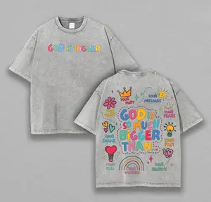 GOD IS BIGGER - GOD IS GOOD Aesthetic Jesus Saves T-Shirt Washed, Streetwear Shirt for Men Jesus Apparel Christian, Back To School Outfits Bible Verse Church Outfit Gym Pump Cover