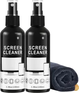 Screen Cleaner Spray Kit (2X) - TV Screen Cleaner Spray and Microfiber Cleaning Cloth, Computer Screen Cleaner for LCD LED OLED TV, , Smartphone, iPad, Laptop, , MacBook (2 Pack)
