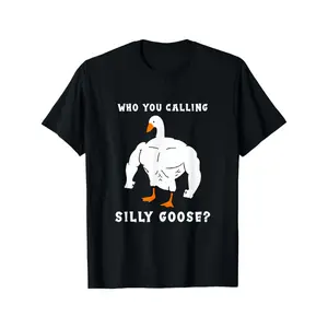 Unisex 100% Cotton Short-Sleeve T-Shirt, "Who You Calling Silly Goose" Funny Gym Meme Print, Comfortable Fit, S-XXXL Sizes, Ideal for Halloween-Christmas Gifts for Men-Women Casual Round Neck
