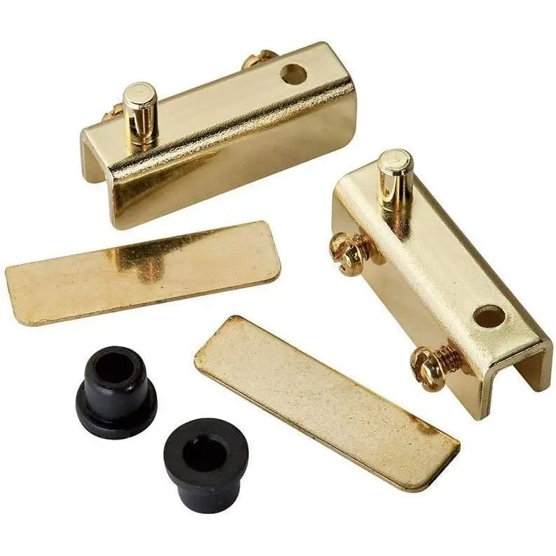 Glass Door Pivot Hinge Pair - Polished Brass, Satin Black, Chrome Options - 1/4'' Thick Glass Compatible, Inset Doors Fit, No Drilling Required, Pressure Screws Included, Free Swing, Simple to Install
