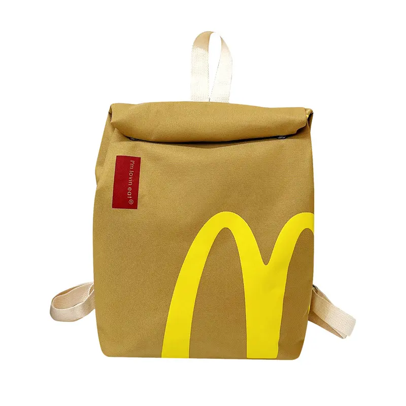McDonald's 2025 Cute Preppy Canvas Backpack - Unisex Vintage Daypack with Zippers, Multi Compartments, Solid Plain Design, Adjustable Straps, Spacious Interior, Backpacks for School, Multi Comp.