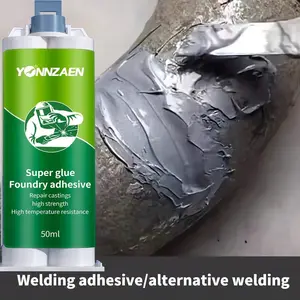 High Strength Metal Casting Adhesive, Ab Dual Component Cold Weld Epoxy Glue, Industrial Grade High Temperature Resistant Repair Paste, 2 Bottle Set