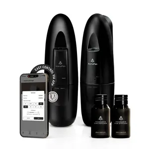 AromaPlan Smart Plug-in Waterless Room Diffuser - Black (2-Pack) Scented Aromatherapy Machine with 2 Scented Oil Samples (Dubai, 24 Knights), Floral Rose Home Fragrance Freshener, Smart Scent Plug-ins