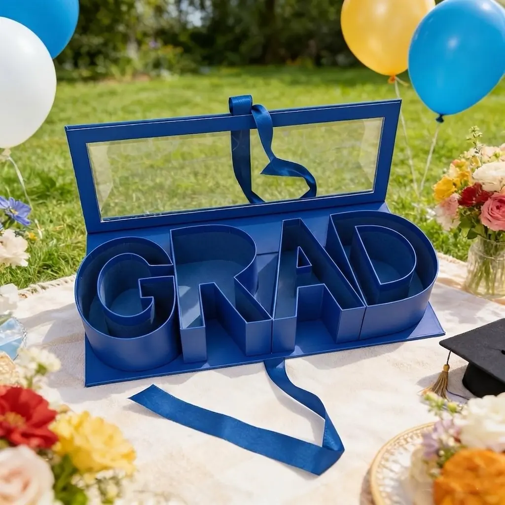 Graduation Party GRAD Letter Box, 2026 Graduation Gift Paper Box, Fill with Flowers Cards Envelopes Jewelry Bracelets and Small Gifts, Gifts in Box, Memory Display Box for High School College Graduation Ceremony, Themed Gift Box