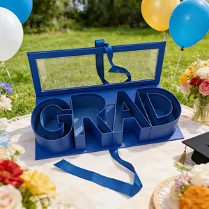 Graduation Party GRAD Letter Box, 2026 Creative Graduation Gift Paper Box, Fill with Flowers Cards Graduation Envelopes Jewelry Bracelets and Small Gifts, Memory Display Box for High School College Graduation Ceremony