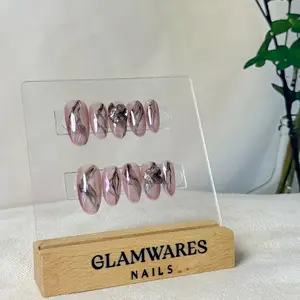 GLAMWARES | 10PCS Handmade Grape-Purple Oval Press-On Nails – Glossy Marble Mist Design, Reusable, Artistic & Serene / Spring-Summer 2025 Collection