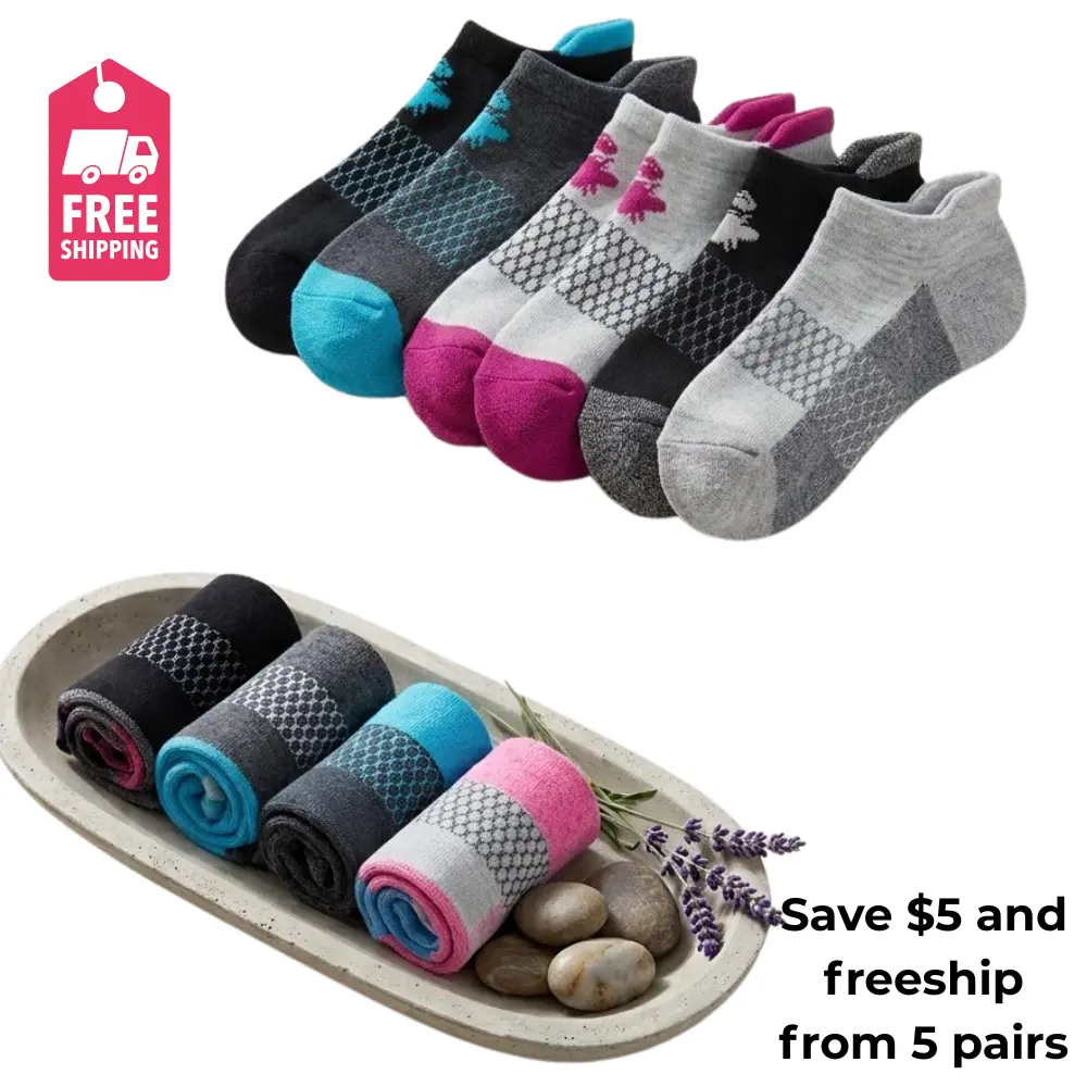 Pack 4/5 Bombas Ankle Socks, Cushioned Footbed & Honeycomb Arch Support, Seamless Toe, Blister Tab, Soft Cotton Blend, Size S, M, L, Women's Men's Daily wear