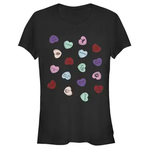 Junior's Disney Villains Valentine's Day Candy Hearts T-Shirt