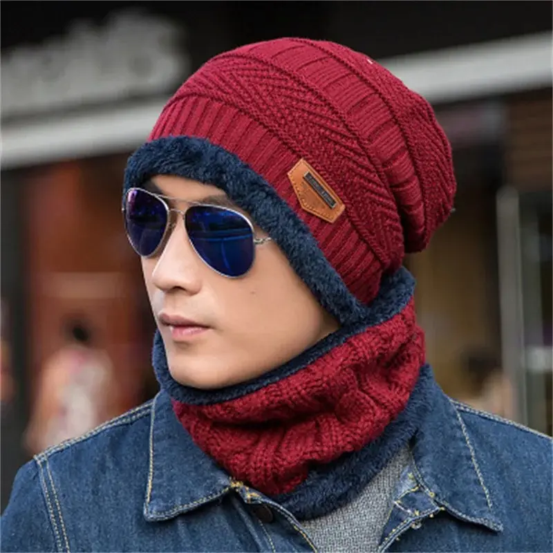 Winter Hats Knit Cap Men And Women Velvet Hat Coral Fleece Scarf Outdoor Riding Hat Warm Thickening Plus Velvet Neck Protect Cap Beanie Machine Washable Unisex Fashionable Wool Material