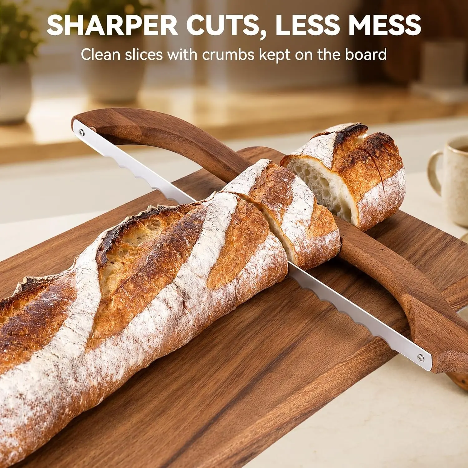 Picnic Essential: Wooden Bread Board + Serrated Knife, Practical Party Tableware Set