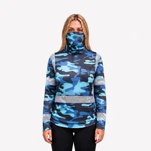 UNISEX LONG SLEEVE HIGH VISIBILITY SHIRT WITH MASK INCLUDED - BLUE