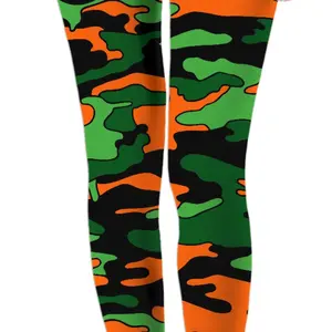 Orange & Green Camo Leggings Gym clothes for women