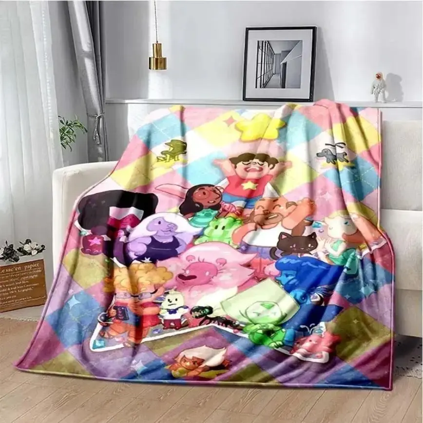 Crystal Gems Inspired Flannel Blanket, Colorful Cartoon Style Soft Cozy Fleece Throw Blanket, Warm Plush Blanket for Bedroom Sofa Couch Decor Giftultra-soft flannel blanket
