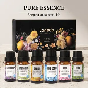 6 bottles of natural plant aromatherapy essential oil set, lavender sleep aid+lemon refreshing home bedroom car deodorizer, men's and women's soothing and relaxing fragrance gift box