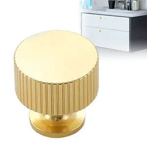 Gold Cabinet Knobs, 10 Pack Aluminum Drawer Pulls, Modern Dresser Cabinet Handles, Single Hole Kitchen Cupboard Knobs with Screws, Decorative Hardware for Furniture, Bathroom, Wardrobe, Easy Install