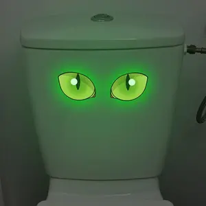 Creative Glow in The Dark Eye Pattern Toilet Sticker, Luminous Bathroom Toilet Sticker, Home Wall Waterproof Wall Sticker Decoration, Bathroom Decor Supplies