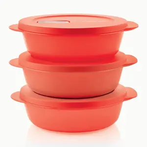 Tupperware CrystalWave Plus Round | Set of 3 | Microwave-Safe Containers