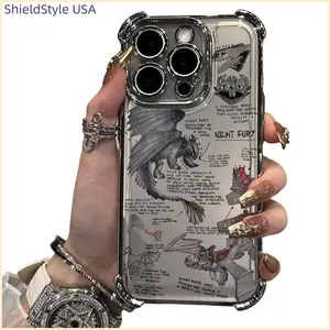 Lovely couple Toothless Fury Dragon New Plating Phone Case For iPhone 16 15 14 13 12 11 Pro Max Plus Anti-Fall Smartphone Cellphone Protector Protective Cover Protection Shockproof Casing mermaid phone case umbi phonecase iphone 15 pro max