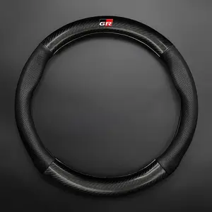 Universal Car Steering Wheel Cover, Carbon Fiber Leather, Anti-Slip, Fashionable, Compatible with Toyota Gr 86, Supra, Yaris, Rav4, Prius, Corolla, C-Hr, Auris