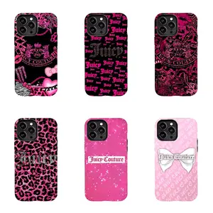 Juicy Couture Pink Bow Logo Case, Cute Y2K Aesthetic Phone Accessory for iPhone 17 16 15 14 13 12 11
