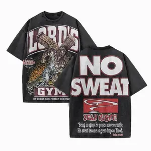 Lord's Gym Print Acid Washed T-shirt Oversized Christian T-Shirt Vintage Washed Heavyweight Cotton Faith Tee, Aesthetic Christian Streetwear, Christian Clothing, Soft Feel Daily Wear, Faith-Based Gift Idea for Men and Women CNZ