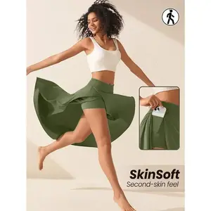 Plus Size High-Waisted Split Skirt with Pockets: Breathable & Stylish Fall/Winter Skort for Casual & Active Wear