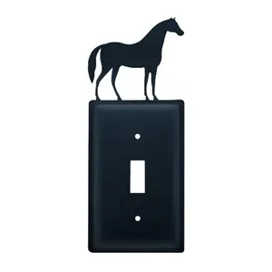 212 MAIN Village Wrought Iron Decorative Light Switch Cover, Horse Motif, for Indoor Use