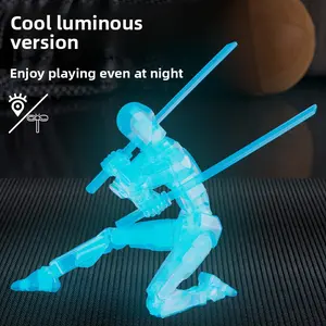 Multi-Jointed Luminous 3D Printed Action Figures Set - Assembled Movable Robot Dolls, Mini Butter Squishies Toys, Pocket-Sized Spring Fidget Toys for Collectors