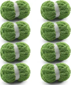 8 count Chunky Yarn for Hand Knitting - Chunky Chenille Yarn for Crocheting - Fluffy Yarn for Crochet -  Yarn for Hand Knitting 28.4 yds 7.7 oz of Super Bulky Yarn (Greenish-Blue)