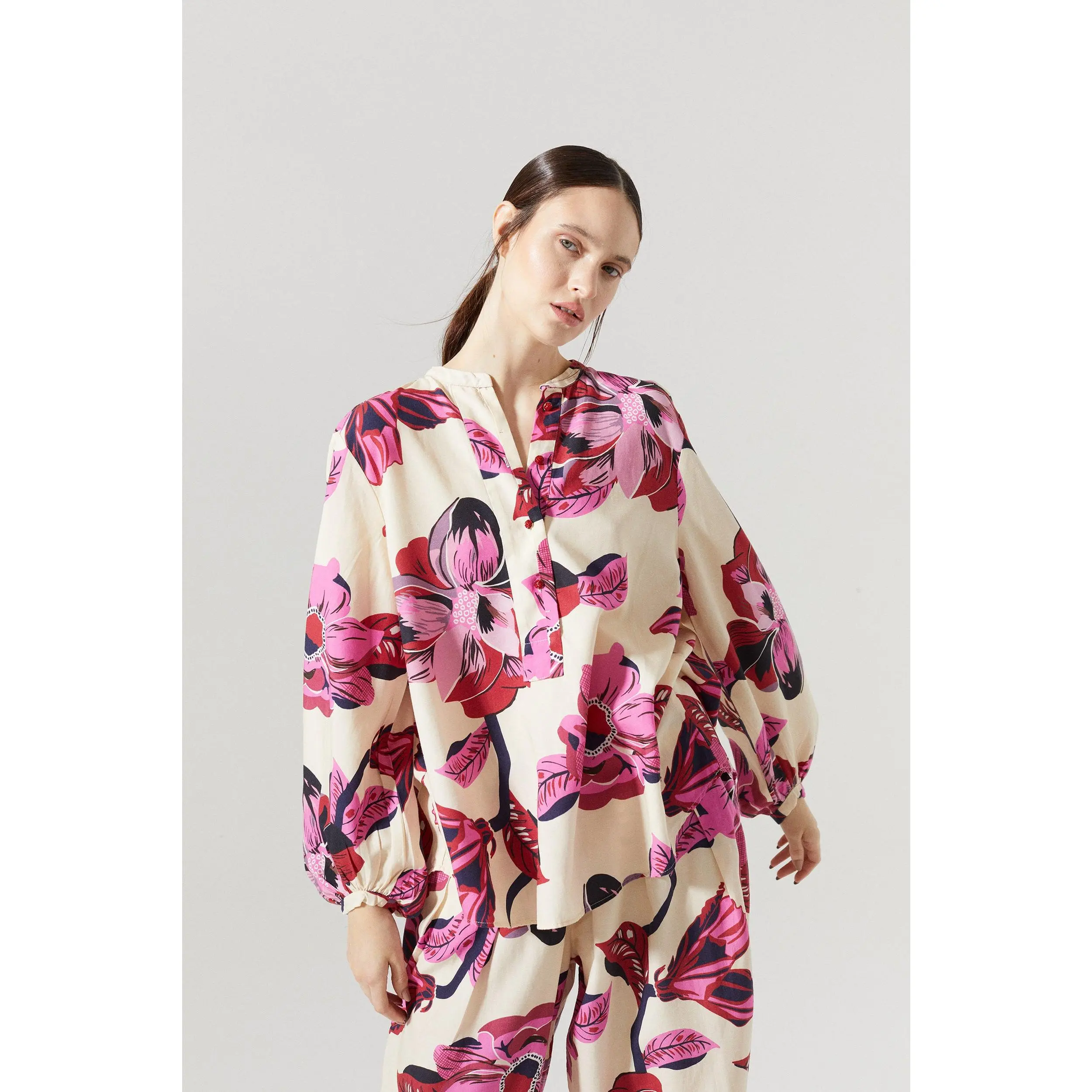 Sake Linen-Tencel Shirt - Hibiscus