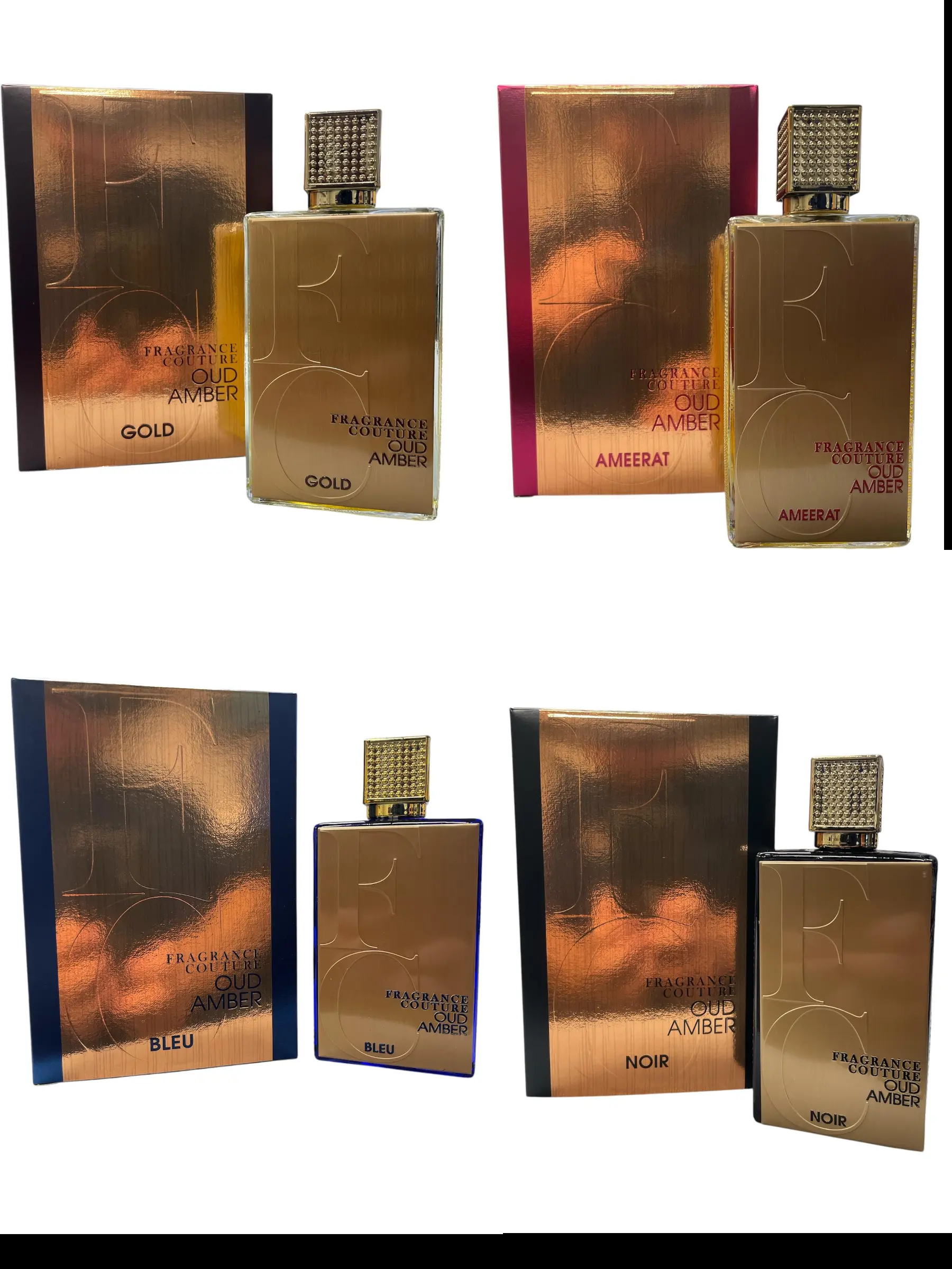 Oud Amber Perfume Gift Set - 4 Large Bottles