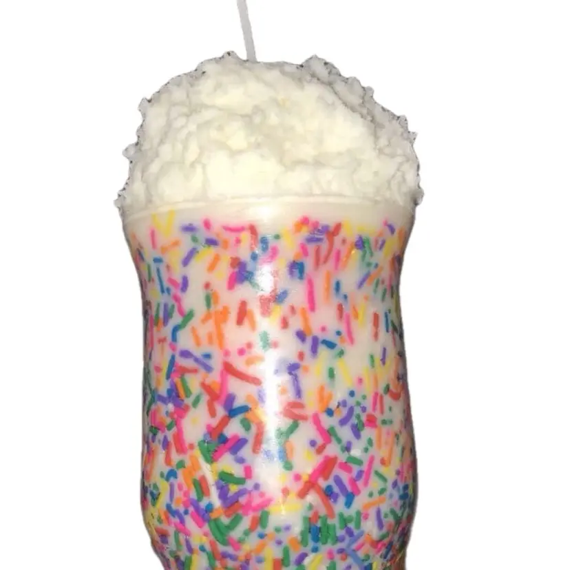 Birthday Cake Scented Milkshake Candle - Perfect for Home Decor and Ornaments and Cozy Aroma Room (Glasses May Vary)