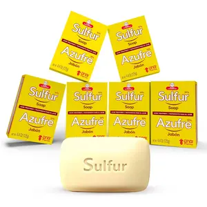 Sulfur Soap for Acne Treatment, Deep Cleansing Bar with 10% Azufre, Reduces Breakouts and Excess Oil, 4.4 oz, 6-Pack