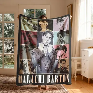 Malachi Barton Patchwork Photo Theme Flannel Blanket, Large Size, Soft Lightweight Warm, Perfect for Bed Sofa Office Camping Travel, Lightweight Throw Blanket