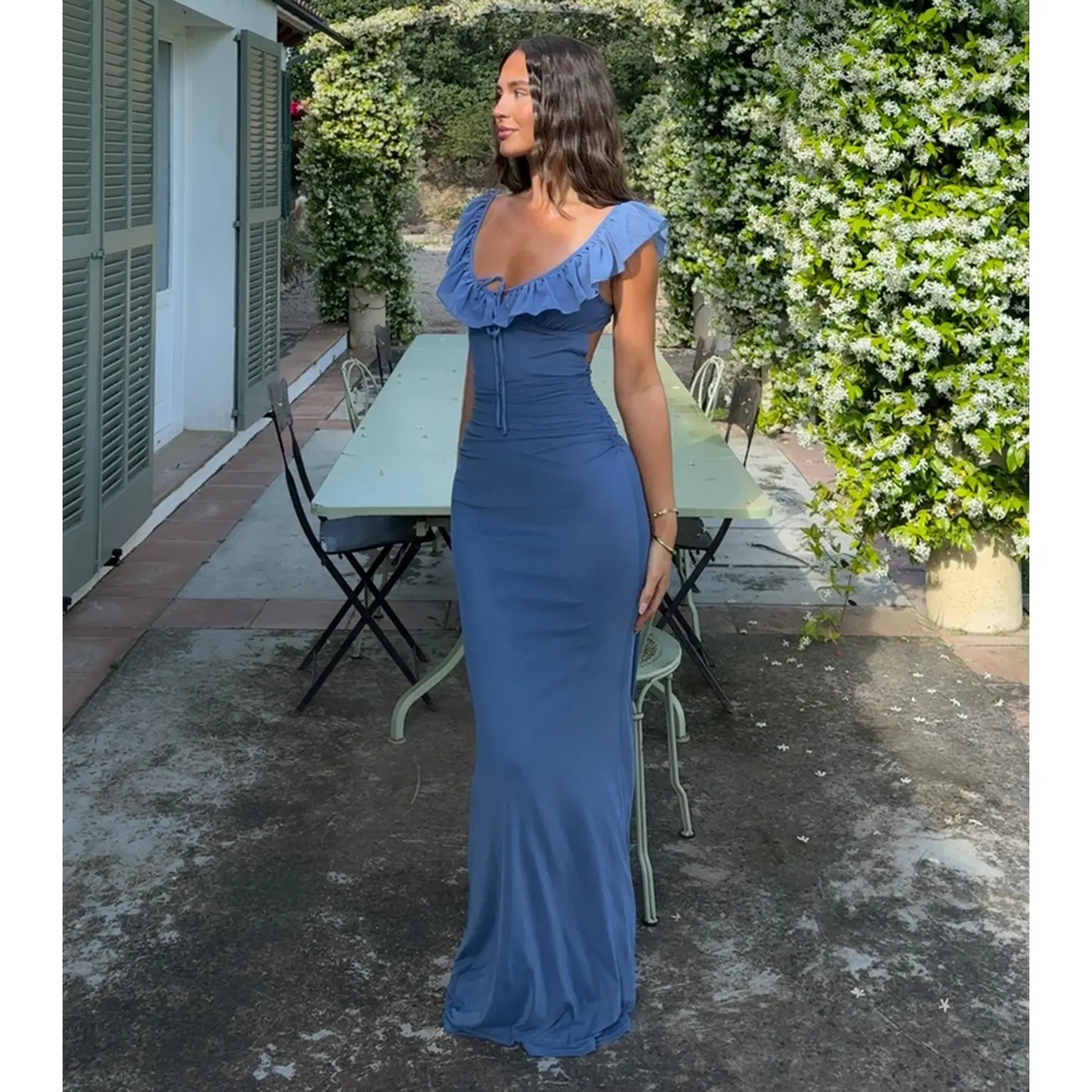 Elani Mesh Mermaid Ruffle Formal Dress