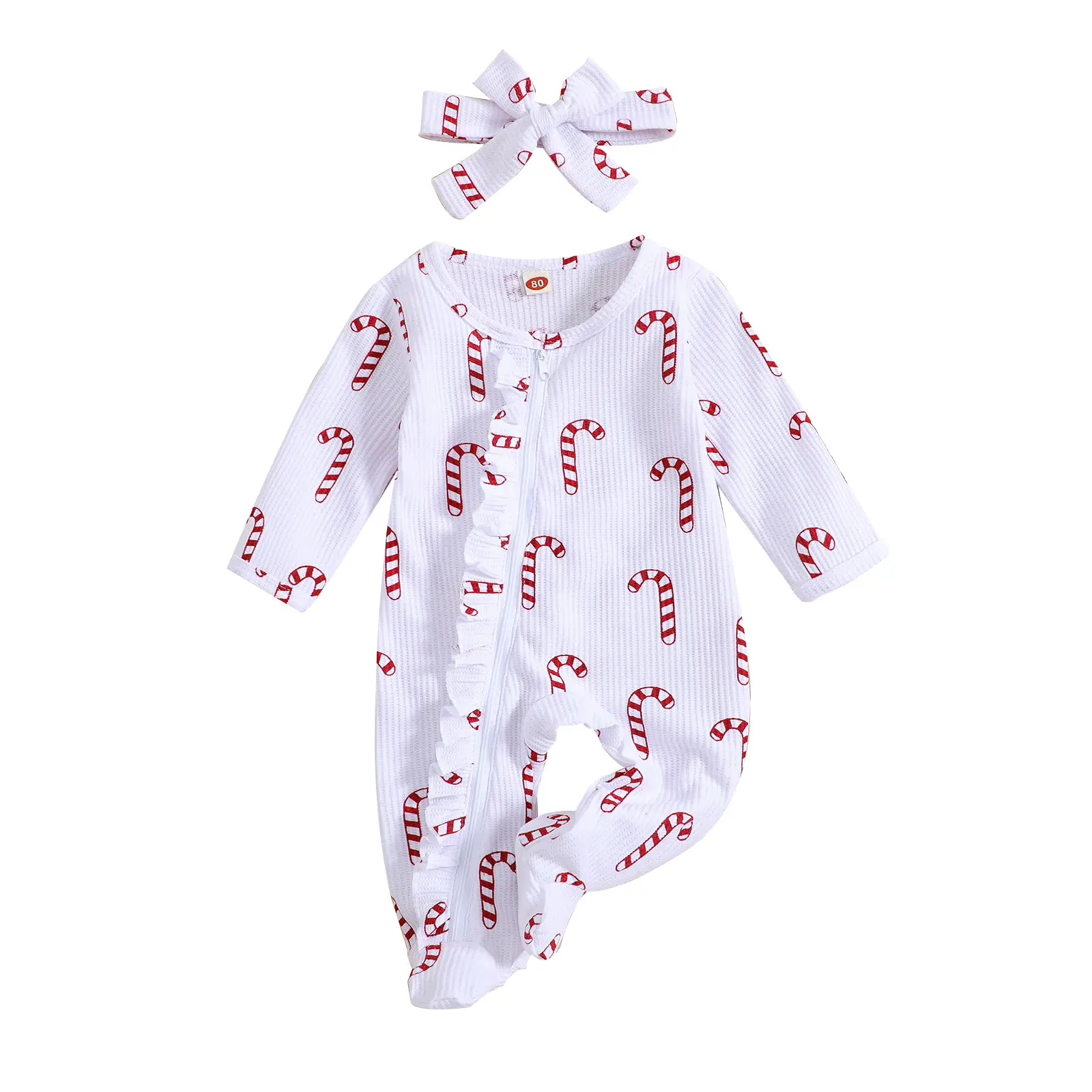 Newborn Baby Girls Outfit Kids Bodysuit Infant Zipper Christmas Romper Baby Footies Clothing Babygirl Clothes Products