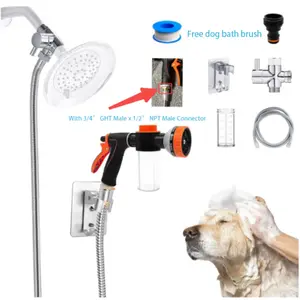 Pet Dog Wash Sprayer Shampoo & Soap Dispenser with Metal 3-Way Shower Diverter & 6.6 Ft Long Hose for Dog Wash Hose Attachment for Pet Bathing, Watering, Car Washing - Tools & Hardware.