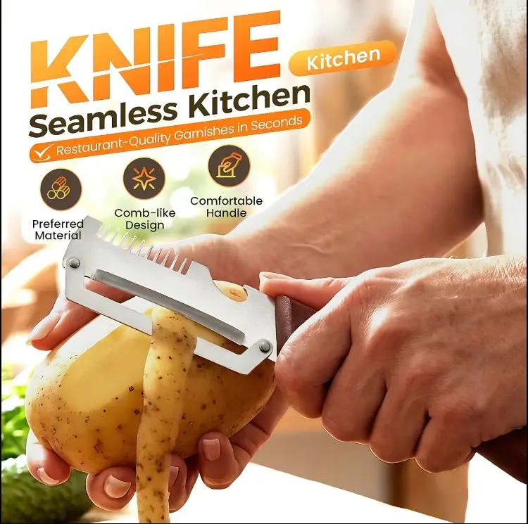 Multi-Functional Vegetable Peeler for Kitchen,Stainless Steel Peeler with Wooden Handle and Bottle Opener,Kitchen Tool for Apple Fruit Veggie Pumpkin,Gifts for Mom