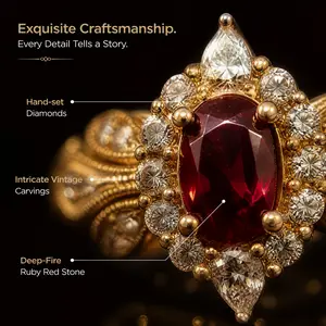 Vintage Royal Ruby Red Statement Ring - Ornate Gold Plated Oval Cut Halo Crystal Ring, Old Money Aesthetic & Regencycore Jewelry, Romantic Gift for Women