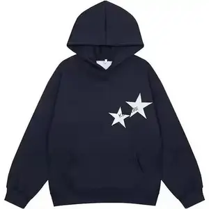 Women's new 2025 autumn and winter velvet top with star print hooded sweatshirt cozy unisex pullover