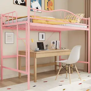Garvee Individual Loft Bed with Ladder and Safety Rail, Quiet Metal Frame, Supports up to 400 lbs, Space-Saving Design, No Box Spring Needed, Easy Assembly