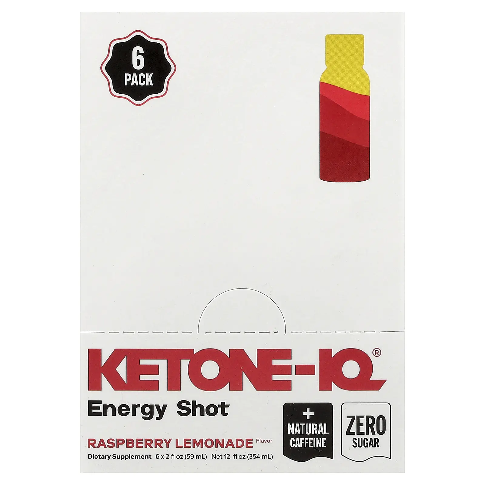 Ketone-IQ Energy Shot, Raspberry Lemonade, 6 Bottles, 2 fl oz (59 ml) Each