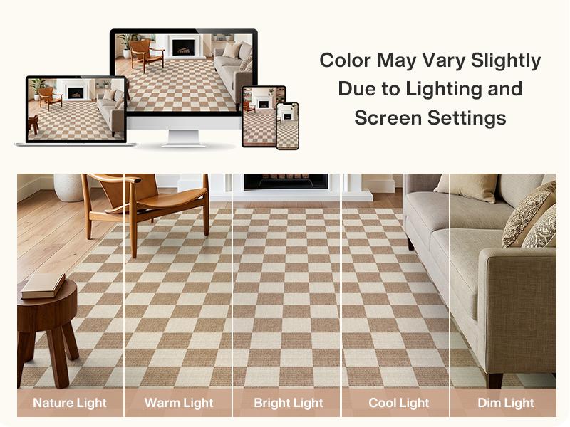 Tribesigns Checkered 5x7 Washable Area Rugs for Bedroom, Soft Non-Slip Brown Rug for Bedroom Dining Room, Geometric Indoor Throw Carpet for Entryway Office Playroom, Oeko-Tex Certified
