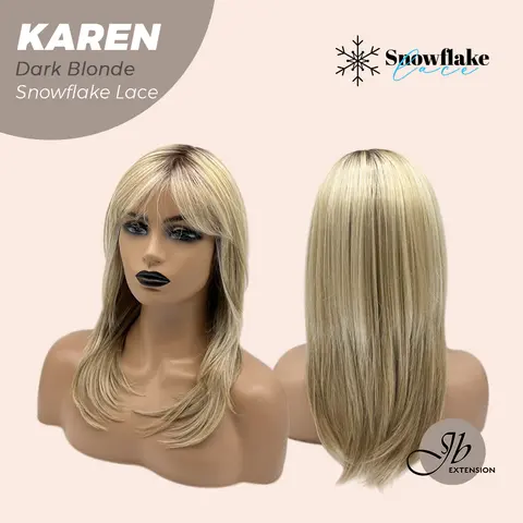 JBEXTENSION 18 Inches Pre-Cut T Part Snowflake Lace Frontlace Glueless Wig KAREN【BENDY EAR TABS】