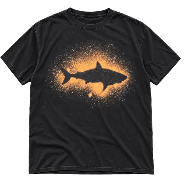 Abyss Shark Silhouette Graphic T-Shirt, Dark Ocean Alternative Tee, Unisex Gothic Sea Art Shirt, Gift for Shark Lovers